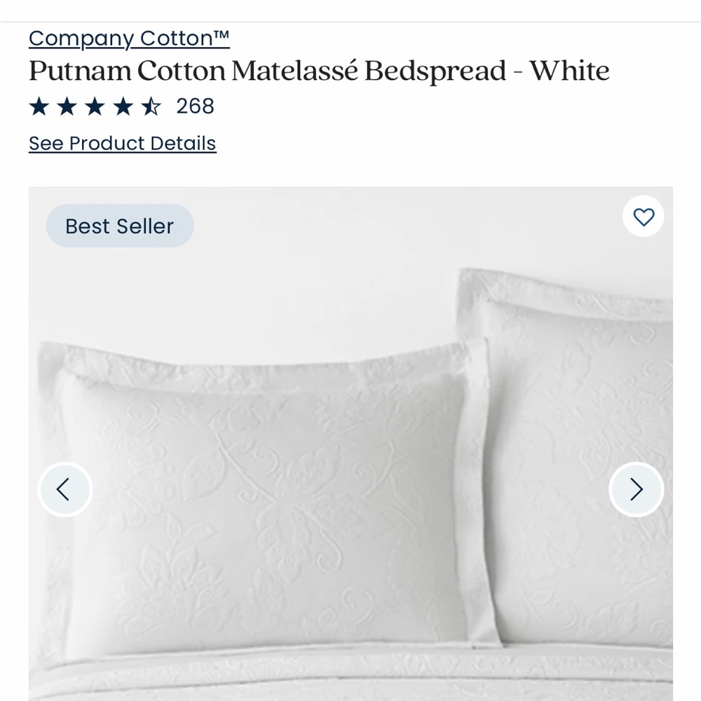 NWT / Company Cotton White Matelassé Bedspread
